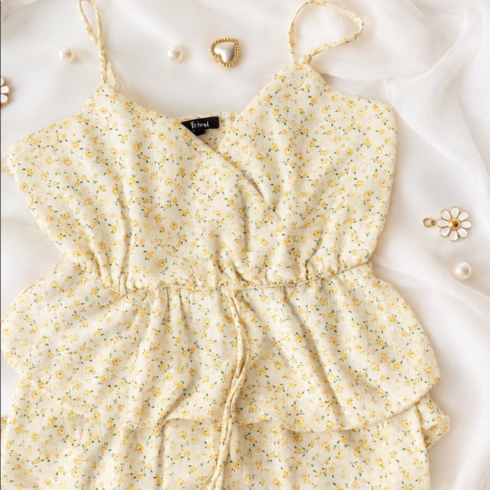 Yellow Ditsy Floral Top